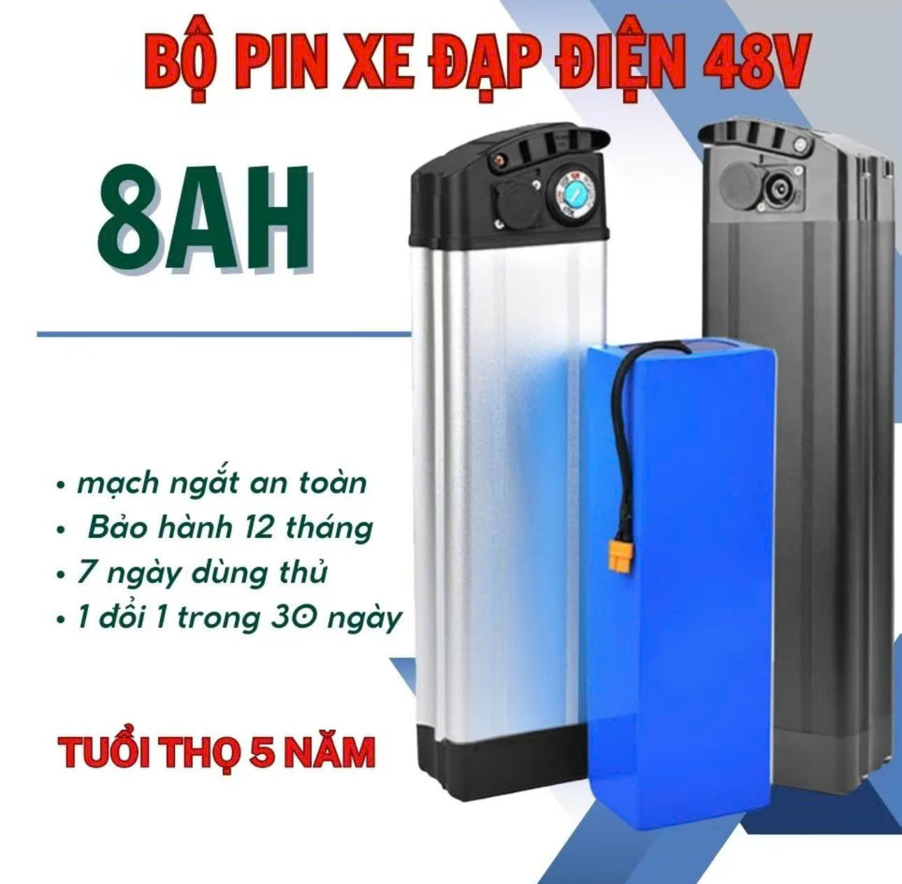 Pin Xe đạp điện 24V 8AH Chính Hãng, giá rẻ